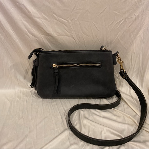 (Sold) Dark Iron Grey Faux suede Crossbody bag - Picture 4 of 9